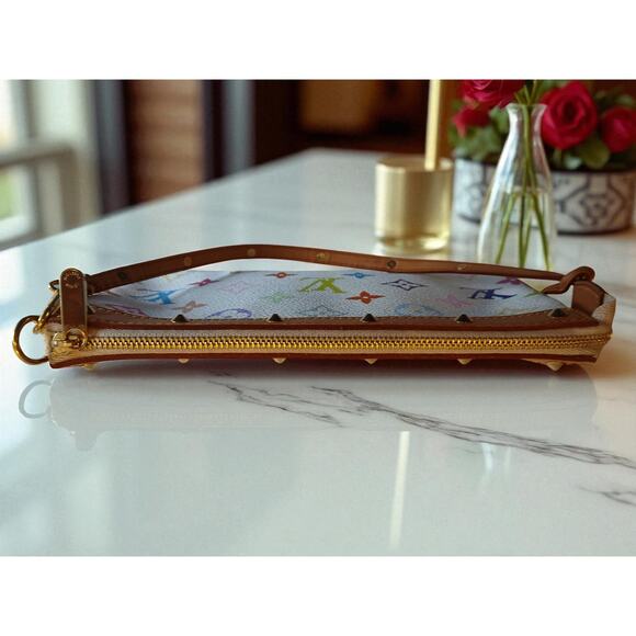 Authentic Louis Vuitton Pochette Multicolor Murakami Top Handle Bag MSRP: $2,700 - Picture 8 of 13